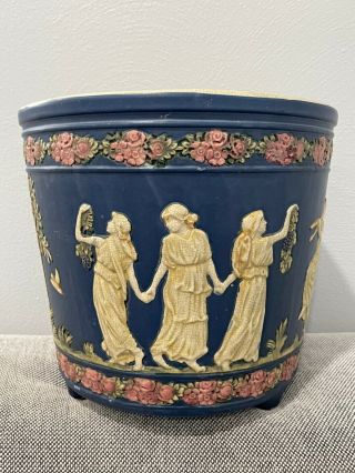 Antique Weller Art Pottery Jardiniere Vase W/ Greek Lady / Maiden Decoration