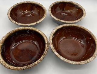 4 Vintage Hull Pottery Usa Brown Drip Glaze Bowls Mcm