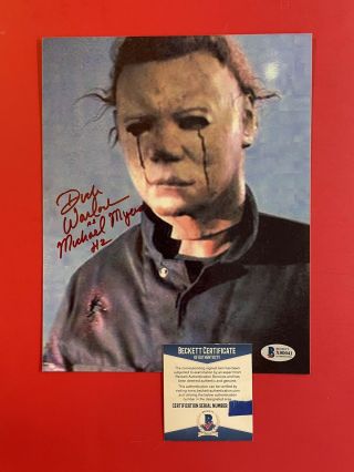 Dick Warlock Signed Halloween 2 Michael Myers 8x10 Signed Photo With Beckett