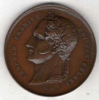 1851 Belgian Medal For The Exposition Of Hainaut,  King Leopold Obv. ,  By Hart