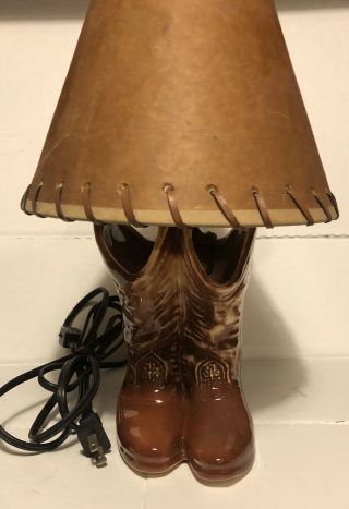 Vintage 1950’s Mccoy Pottery Cowboy Boots Lamp W/ Shade