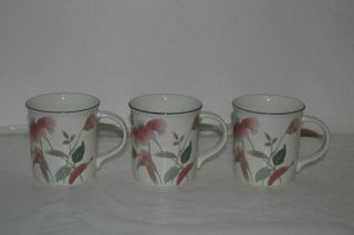 Set Of 3 Mikasa Continental Silk Flowers 3.  5 " Mugs