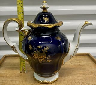 Weimar Katharina German Cobalt Blue Gold Gilt Large Coffee Tea Pot Stunning