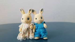 Vintage Sylvanian Families1980s/90s Corntop Spotted Rabbit ×2 Brother And Sister