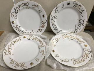 Set Of 4 - Pier 1 Dinner Plates 10 3/8 " Dreaming Of A White Christmas