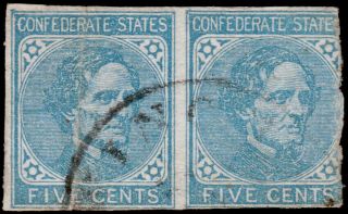 Us Confederate States Scott 7 Pair (1862) G - F,  Cv $44.  00 C