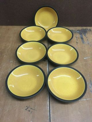 Vintage Mikasa Terra Stone Saffron Set Of 7.  7 1/2 " Soup Bowls 7157