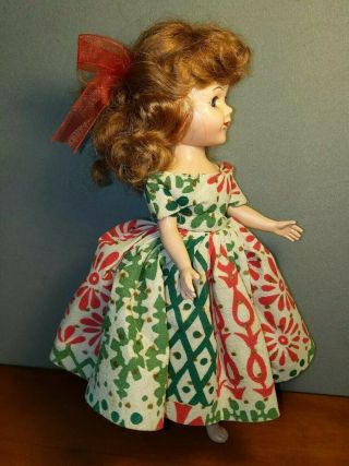 Vintage 11 " Walker Doll Hard Plastic Clothes Christmas Dress 1950 