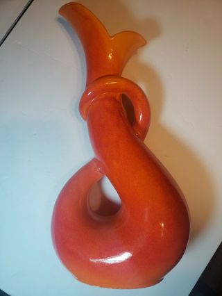 Vintage Royal Haeger 483 Snake Vase Red Orange Serpentine Cobra Shaped