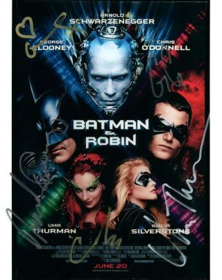 Batman & Robin Cast George Clooney,  4 Signed 8x10 Photo Autographed