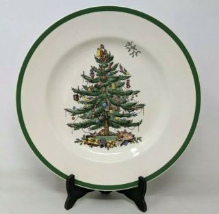 Spode Christmas Tree Salad Plate (s) Set Of 4 - 8 " England S3324 Green Trim Euc