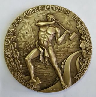Antique Rare Bronze Medal Portuguese Ministry Of Public - Cabral Antunes