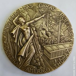 Antique rare Bronze Medal Portuguese Ministry of Public - Cabral Antunes 2