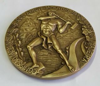 Antique rare Bronze Medal Portuguese Ministry of Public - Cabral Antunes 3