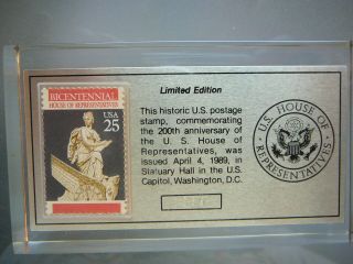 1989 Usa 25c Bicentennial House Of Representatives Ltd.  Ed.  Stamp