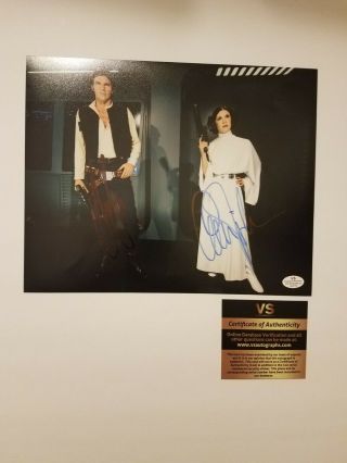 Carrie Fisher,  Harrison Ford Star Wars Princess Leia Signed 8x10 Photo W/coa