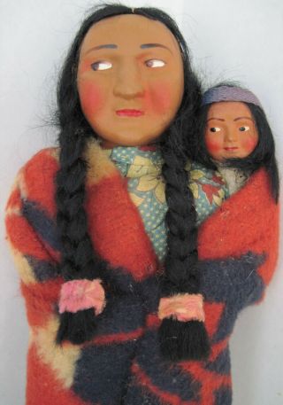 Rare Antique Vintage Skookum Bully Good Native American Indian Doll 10 1/2 " Tall