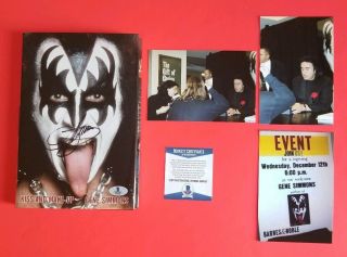 Gene Simmons Signed Hardcover Book " Kiss And Make - Up " With Bas & Photo Proof