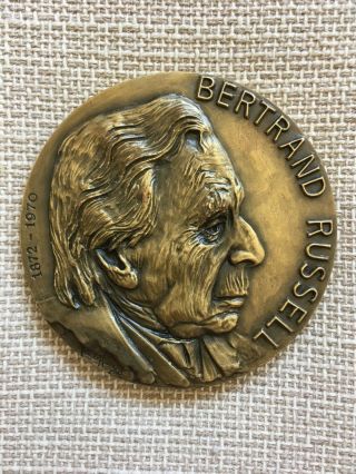 Antique And Rare Bronze Medal Of The Philosopher Bertrand Russel,  1975