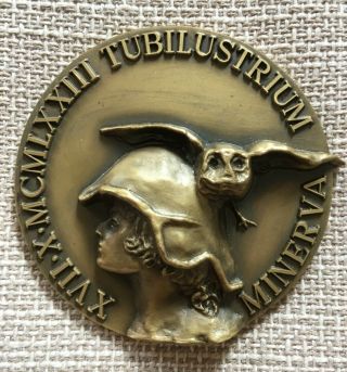 Antique Rare Bronze Medal With High Reliefs Of Tubilustrium Minerva