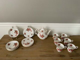 19 Piece Royal Albert Centennial Rose Full Size Teapot/dessert Set