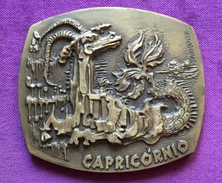 Antique And Rare Bronze Medal Of The Zodiac Capricorn Sign