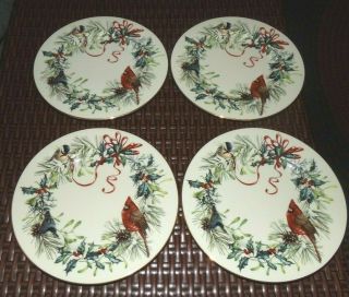 6 Lenox Winter Greetings Salad Luncheon Plates 8.  25” Cond C.  Mcclung