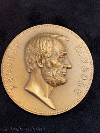 Vintage Abraham Lincoln Bronze Commemorative Medal - Medallion / Large.  L@@k