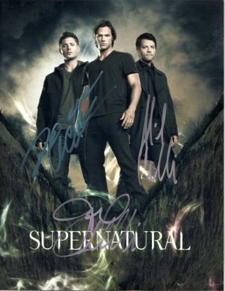 Supernatural Tv Show Stars - =3= - Hand Signed Autographed Photo With