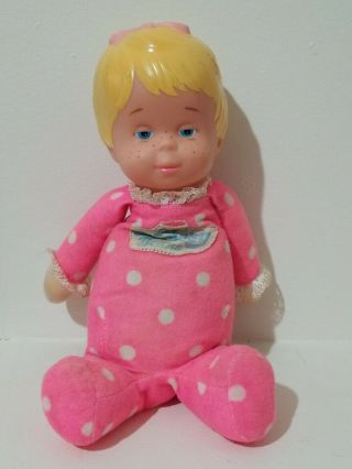 Vintage 1982 Mattel Lil Drowsy Beans Baby Doll Pink Polka Dot