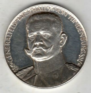 1915 German Silver Medal To Honor General Field Marshal Von Hindenburg By Lauer