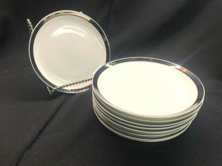 Mikasa Solitude Bone China Set Of 10 Salad Plates Platinum Black