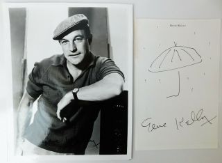 Gene Kelly,  Signed 8x10 Photo And Signed Drawing,  Singing In The Rain