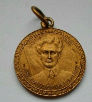 Rare Edith Cavell 1915 Belgian Wwi British Nurse Shot By German Squad Medal