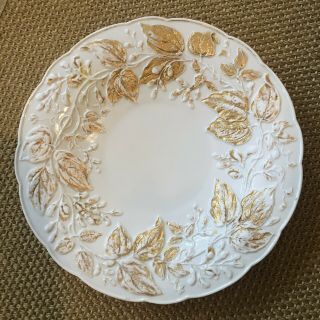 Antique Meissen Rococo Relief Gold Platter/bowl 1800’s Rare Family Heirloom