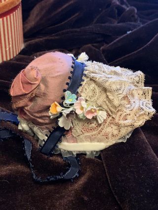 Small Doll Hat Handmand Old Lace And Silk