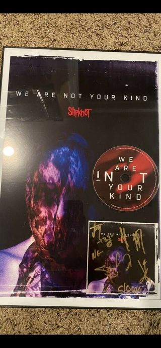 Slipknot Signed Cd Framed W/poster12x18.