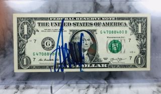 “president” Donald Trump Signed Autographed $1 Dollar Bill In Top Loader