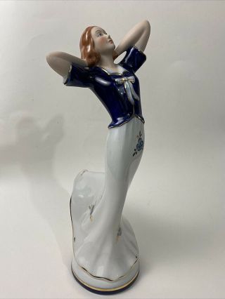 Royal Dux Bohemia Porcelain Figurine 22265 Art Deco Woman Dancing Posing 11 " Mr