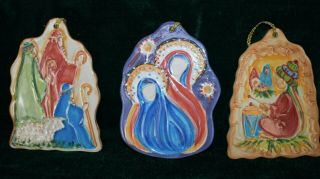 Gail Pittman Hand - Painted Christmas Ornament Set Of 3 - Nativity Themed