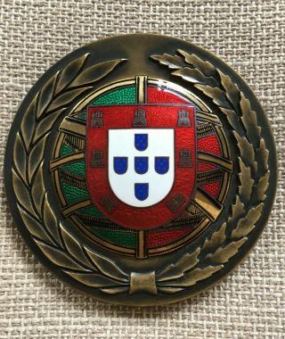 Antique Rare Bronze Medal Enameled Of Entry Of Portugal Into Eec,  1986