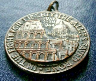 Scarce T1 High Relief Liberation Of Rome Silver Medal Pendant 1944 Wwii Souvenir