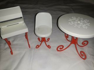 Vintage Barbie Doll Furniture Mattel Patio Table,  Stand & Chair 1978