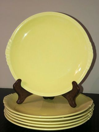 Set Of 6 Paden City Caliente Plates 8 - 5/8 " For Salad/luncheon Shell Crest Yellow