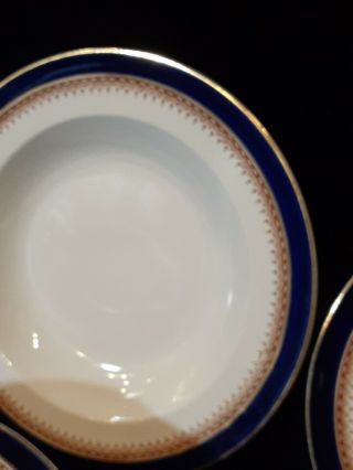 6 Soup bowls & 5 desert plates & Tureen Cobalt Blue w/Gold Trim china Booths 2