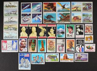 Us 1989 Commemorative Year Set 40 Stamps Incl Airmails,  $2.  40 Moon Landing Mnh