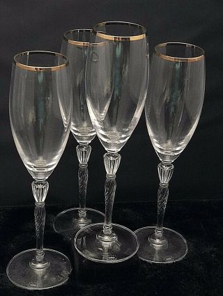 Royal Doulton Oxford Gold Rimmed Champagne Flutes Set Of Four (4) Retired