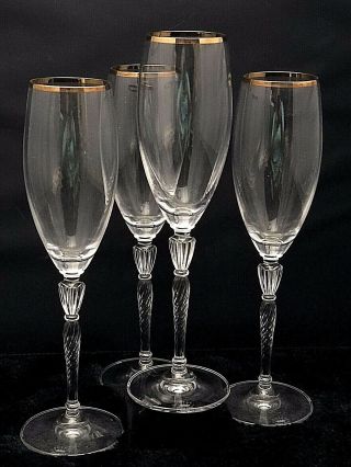 Royal Doulton Oxford Gold Rimmed Champagne Flutes Set of Four (4) Retired 2