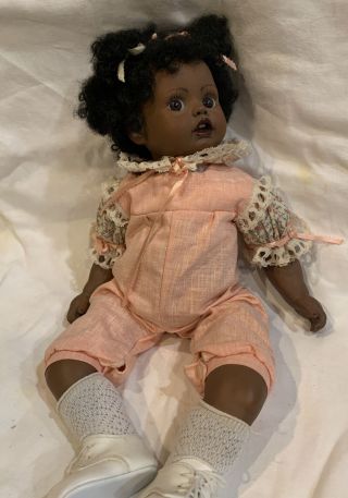 Vintage Artist Doll Rare African American Black Girl 19” Vera Sholtz?