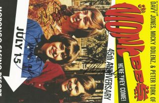 The Monkees autographed concert poster Davy Jones,  Micky Dolenz,  Peter Tork 3